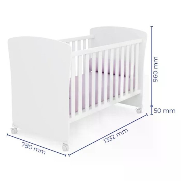 Encontraproduto.com.br - Berço Mini Cama Doce Sonho 2484 Branco Com Rodizios E Colchao Qmovi