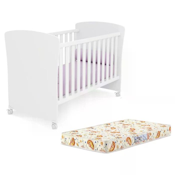Encontraproduto.com.br - Berço Mini Cama Doce Sonho 2484 Branco Com Rodizios E Colchao Qmovi