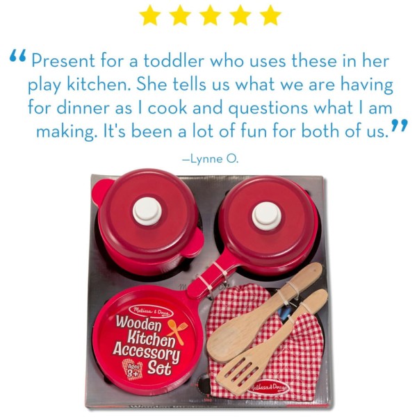 Encontraproduto.com.br - Kit Panelas e Acessórios de Cozinha Infantil de Madeira com 8 Peças para Crianças Acima de 3 Anos, Melissa & Doug, Ve...