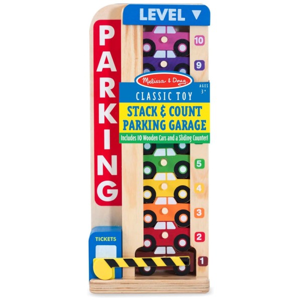 Encontraproduto.com.br - Garagem Empilhadora para Carros Infantil de Madeira com 10 Carros Ideal para Brincadeiras e Aprendizado de Crianças, Melissa & Doug