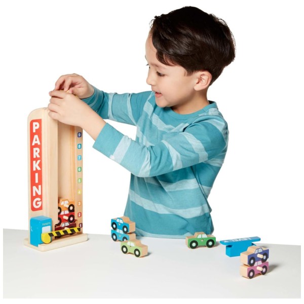 Encontraproduto.com.br - Garagem Empilhadora para Carros Infantil de Madeira com 10 Carros Ideal para Brincadeiras e Aprendizado de Crianças, Melissa & Doug