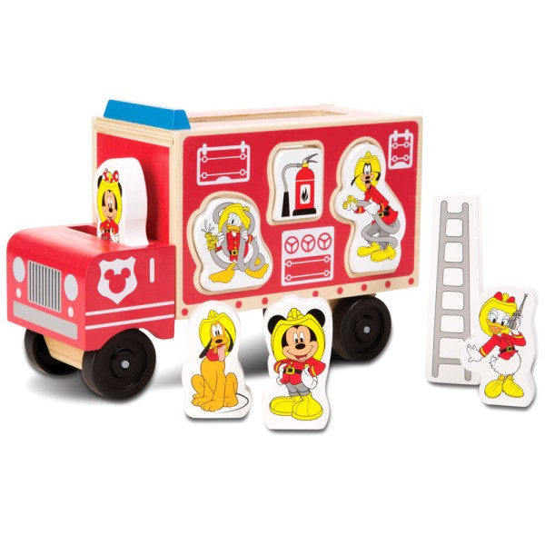 Encontraproduto.com.br - Caminhão de Bombeiros de Madeira com Figuras - Disney - Mickey Mouse - Melissa And Doug