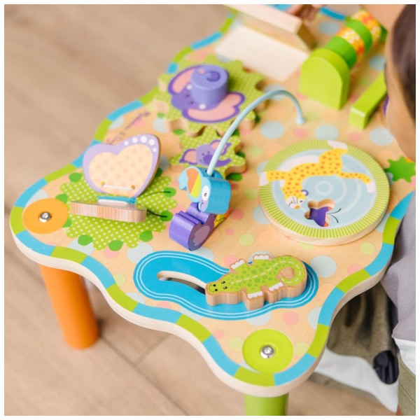 Encontraproduto.com.br - Mesa de Atividades Infantil, Tema Selva com 8 Atividades Práticas Diferentes para Ajudar a Desenvolver Habilidades Importantes, Melissa & Doug