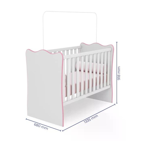Encontraproduto.com.br - Berço Simples 1 E Comoda 777 Doce Sonho Branco Rosa Qmovi