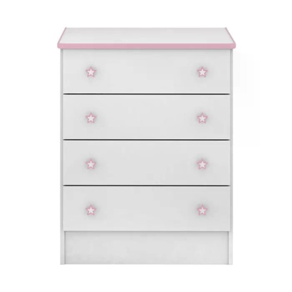 Encontraproduto.com.br - Berço Simples 1 E Comoda 777 Doce Sonho Branco Rosa Qmovi