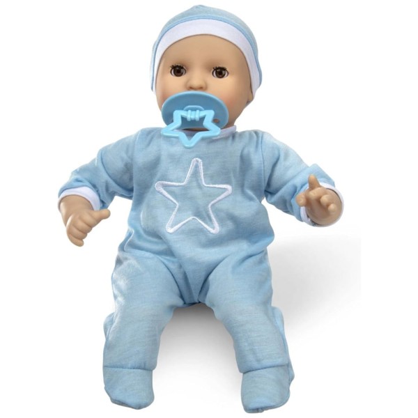 Encontraproduto.com.br - Boneco Jordan de 30 cm de Altura com Chupeta, Roupa Azul, Melissa & Doug