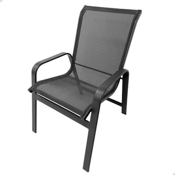 Encontraproduto.com.br - Cadeira De Alumínio Tela Sling Varias Cores Area Externa Preto