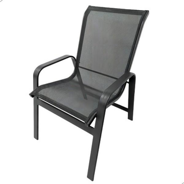 Encontraproduto.com.br - Cadeira De Alumínio Tela Sling Varias Cores Area Externa Preto