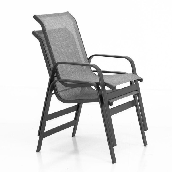 Encontraproduto.com.br - Conjunto Lótus Com Mesa 90cm Ripada 4 Poltronas Ombrelone 3,00m Com Base Preto