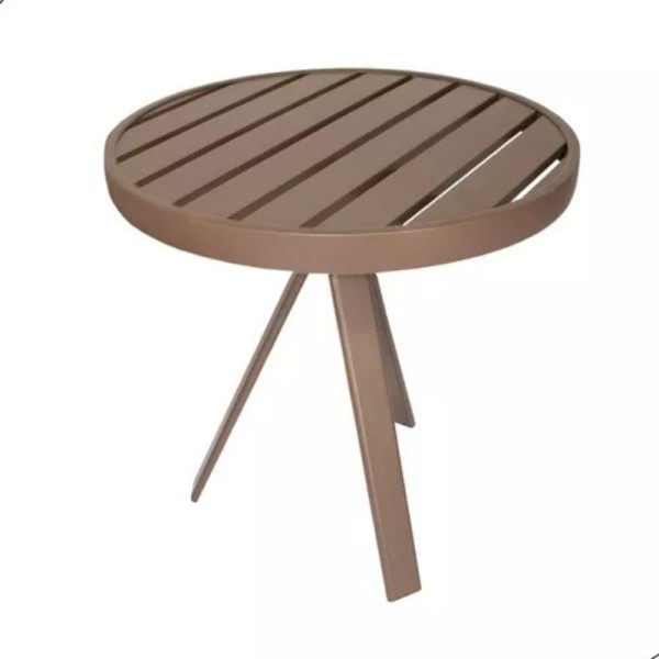 Mesa Mesinha Lateral Lótus Com Tampo Ripado Marrom