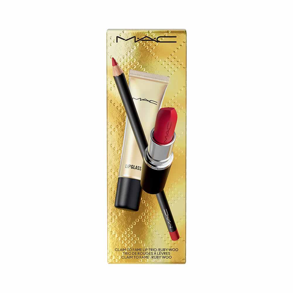 Encontraproduto.com.br - MAC Claim to Fame - Kit Edição Give Them Gold - Batom + Lápis Labial + Gloss Labial