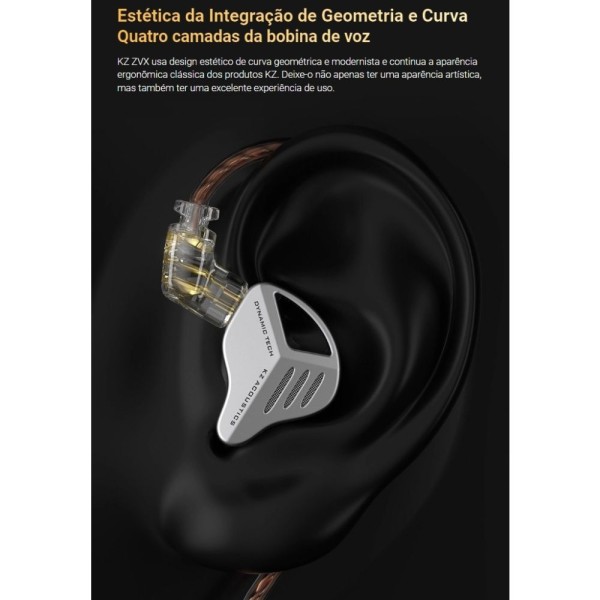 Encontraproduto.com.br - Fone De Ouvido Kz Zvx Hi-fi Com Microfone Cor Preto