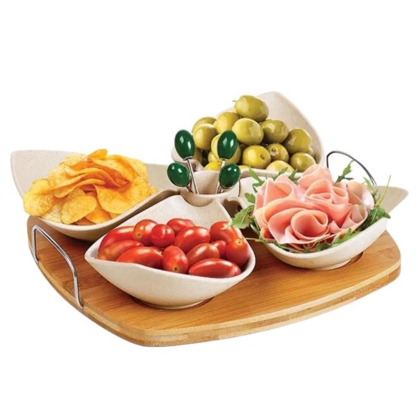 Encontraproduto.com.br - Conjunto Para Petisco Em Bambu 10 Peças