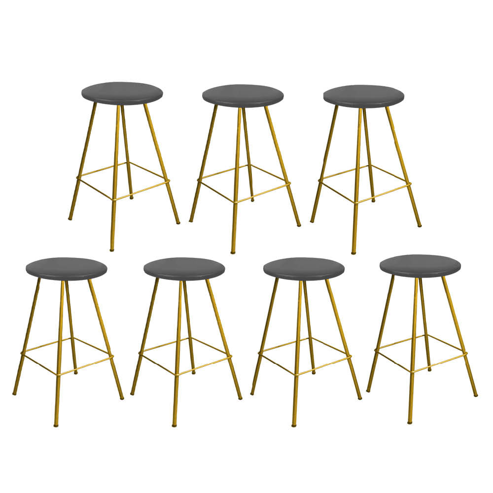 Kit 07 Banqueta Alta Loni Eiffel Industrial Cozinha Bar Balcão Bistrô Ferro Dourado Corino Cinza - Ahazzo Móveis