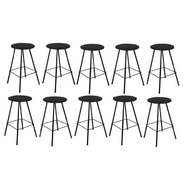 Kit 10 Banqueta Alta Loni Eiffel Industrial Cozinha Bar Balcão Bistrô Ferro Preto Suede Preto - Ahazzo Móveis