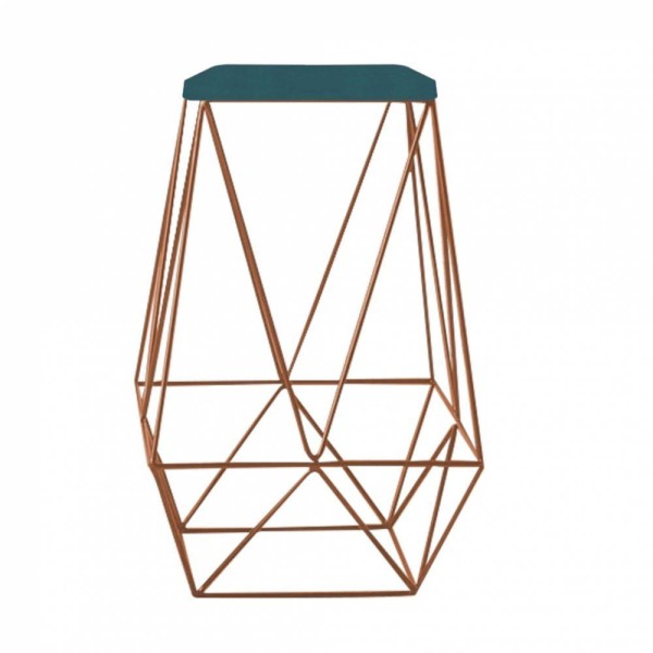 Kit 05 Banqueta Alta Lolli Ferro Bronze Azul Turquesa