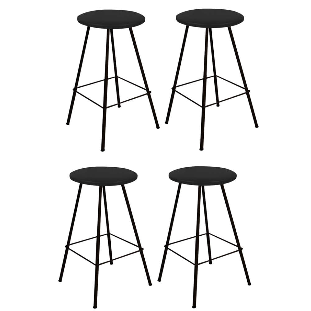 Kit 04 Banqueta Alta Loni Eiffel Industrial Cozinha Bar Balcão Bistrô Ferro Preto Suede Preto - Ahazzo Móveis