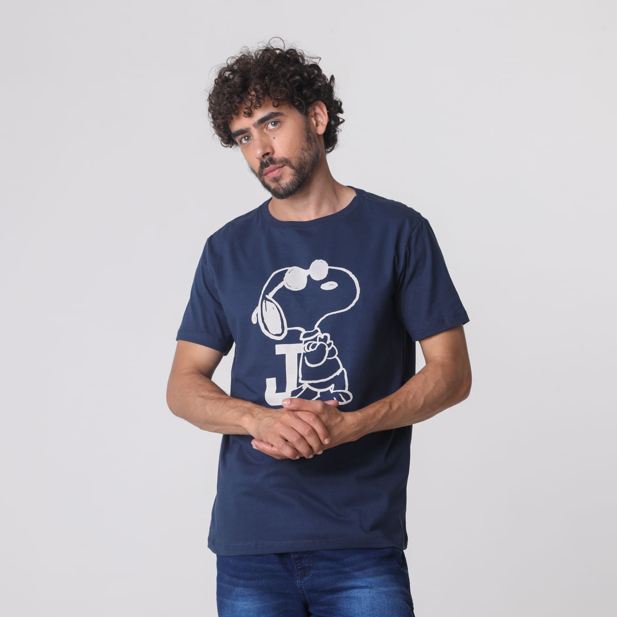 Camiseta Manga Curta Estampa Snoopy Marinho - Snoopy