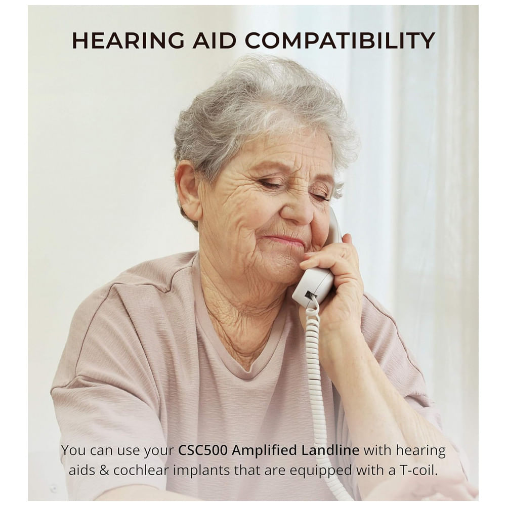 Encontraproduto.com.br - CSC500 Telefone para Sênior com Fio e Tecla Grande, Compatível com Aparelho Auditivo, CLEARSOUNDS CSCSC500, Branco