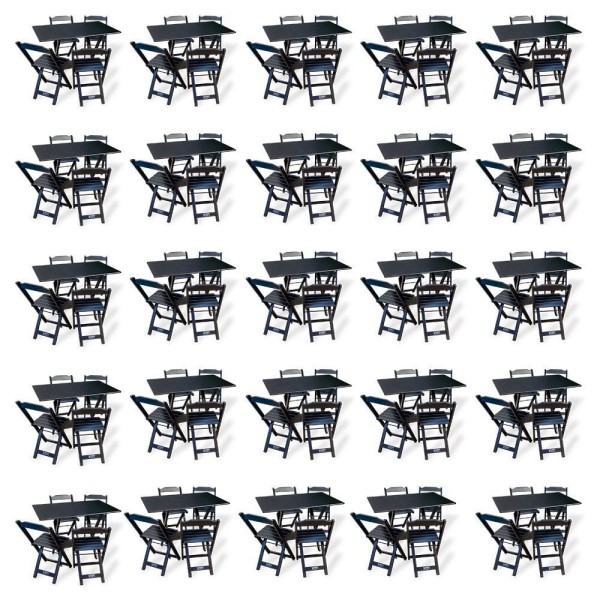 Encontraproduto.com.br - Kit De 20 Conjuntos De Mesa Dobrável 70x110 Com 4 Cadeiras Preto