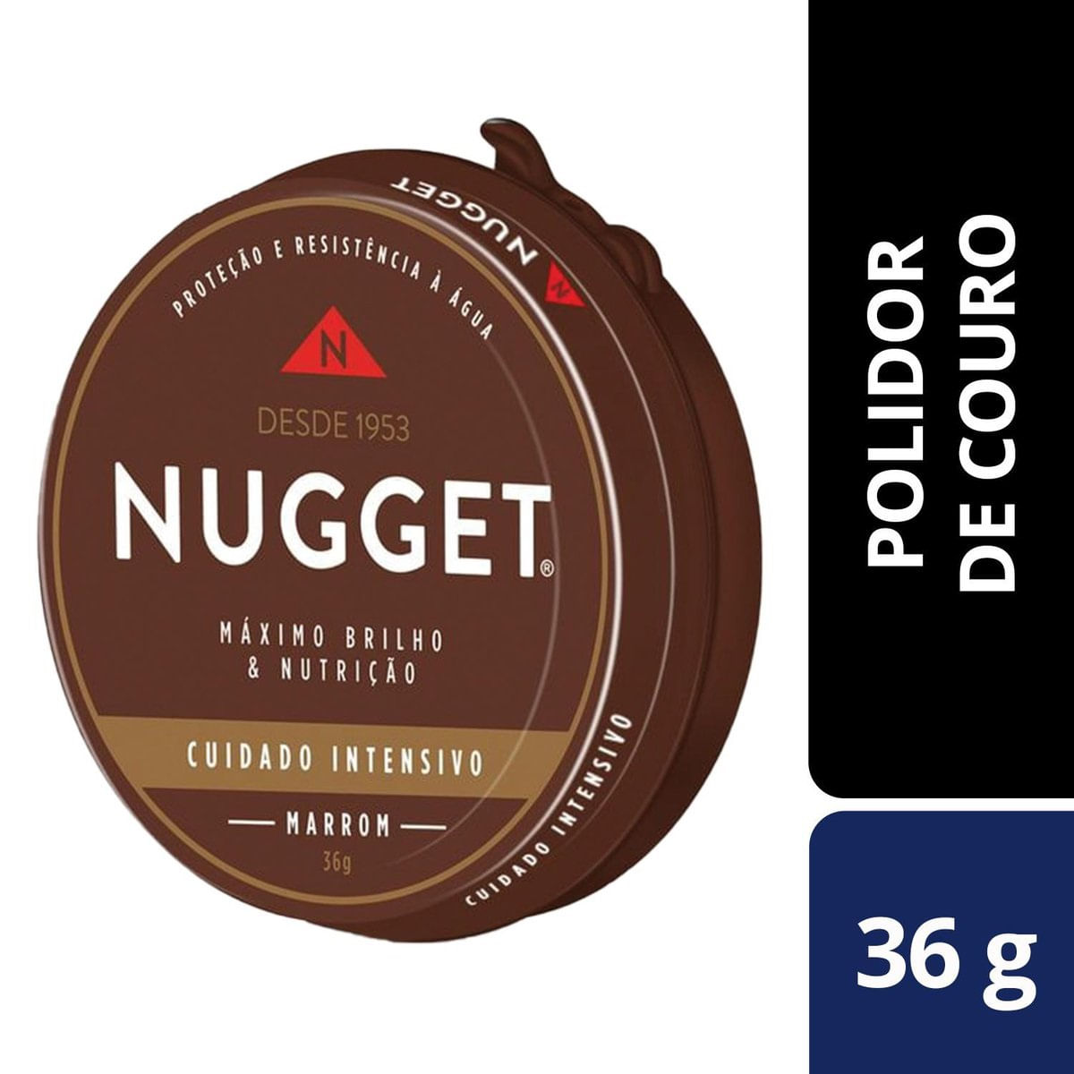 Encontraproduto.com.br - Graxa para Sapato em Pasta Marrom Nugget Lata 36G