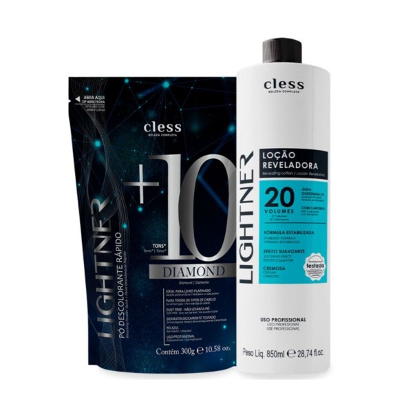 Kit Lightner 2pc (Agua Oxigenada 20vol 850ml + Pó Descolorante 300g)