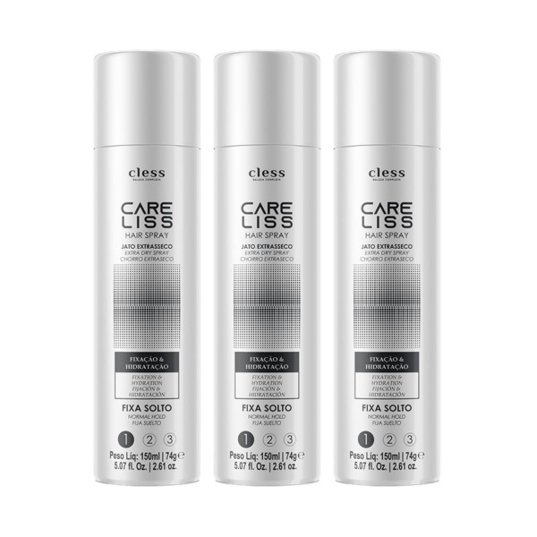 Kit Hair Spray Care Liss Normal Fixa Solto 150ml 3 unidades