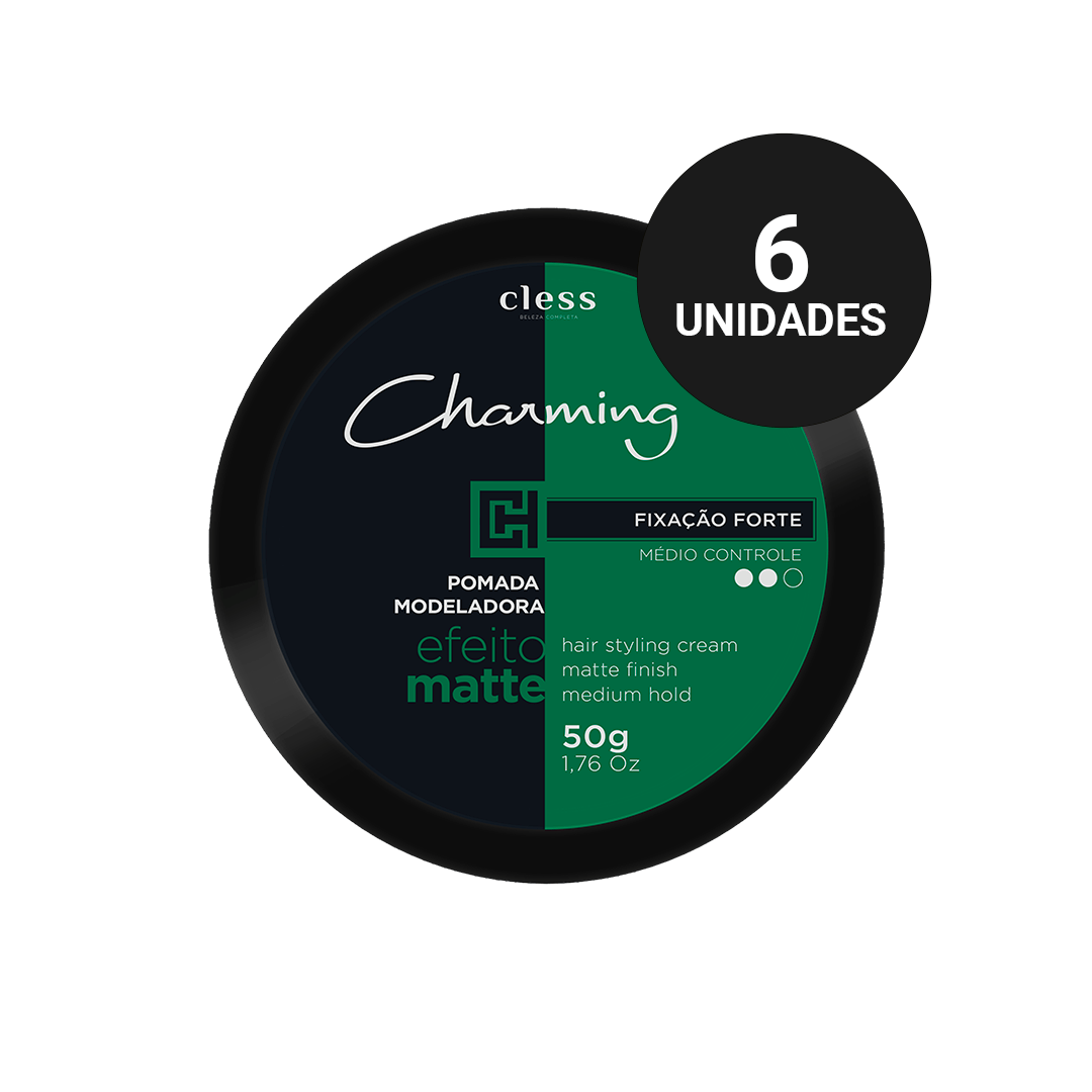Kit Profissional Pomada Modeladora Charming Forte Efeito Matte (6x50g)