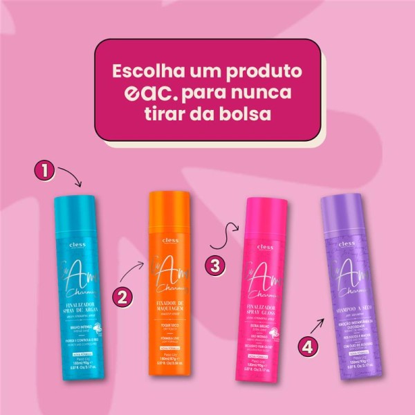 Encontraproduto.com.br - Kit Spray Argan + Spray Gloss Eu Amo Charming 300ml
