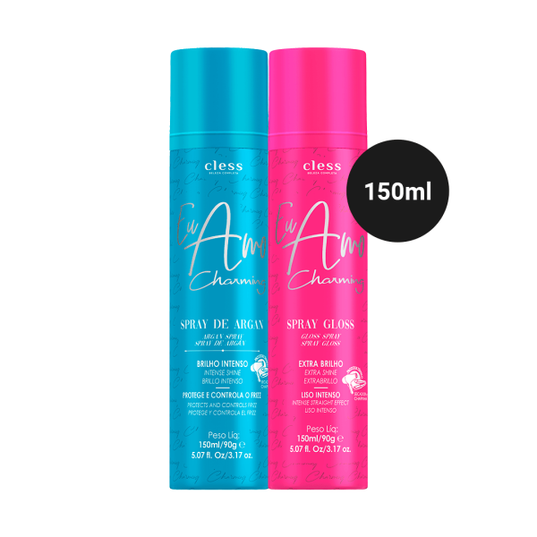 Encontraproduto.com.br - Kit Spray Argan + Spray Gloss Eu Amo Charming 150ml