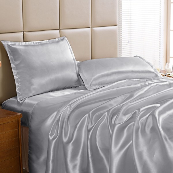 Encontraproduto.com.br - Jogo de Cama Lençol King Cetim Charmousse 4 Peças - Prata