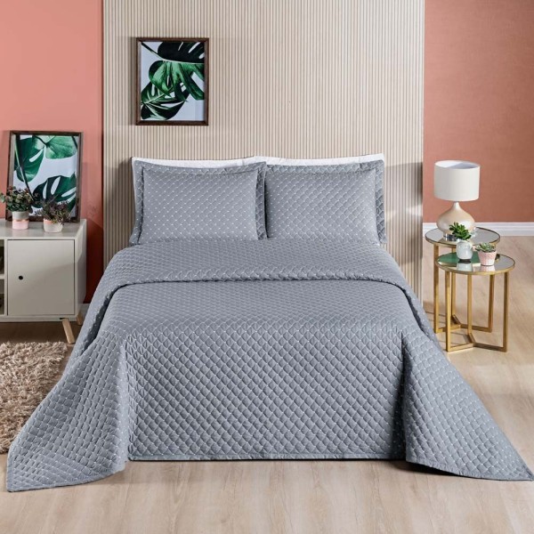 Kit Cobre Leito Vênus QueenLiso 3 Peças - Cinza