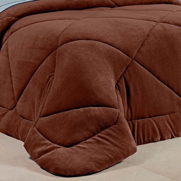 Encontraproduto.com.br - Edredom Bartho Solteiro Dupla Face Manta Soft Fofinho 1 Peça - Marrom