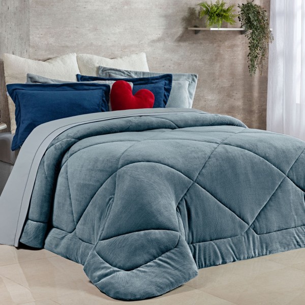 Encontraproduto.com.br - Edredom Bartho King Dupla Face Manta Soft Fofinho 1 Peça - Cinza