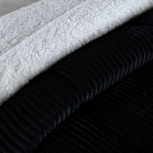 Encontraproduto.com.br - Coberdrom Cobertor Robust Queen Manta Canelada Sherpa Lã de Carneiro Pesado Grosso 1 Peça - Preto