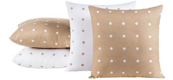 Kit 4 Capas De Almofada Meggy Poá Bolinhas Micropercal 200 Fios - Cáqui