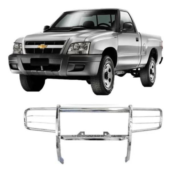 Para-Choque de Impulsão S10 95 a 2011 C/Suporte para Guincho Cromado