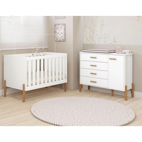 Encontraproduto.com.br - Quarto Infantil Iris Berço Mini Cama E Comoda 100% Mdf branco