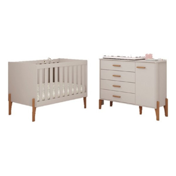 Encontraproduto.com.br - Quarto Infantil Iris Berço Mini Cama E Comoda 100% Mdf branco