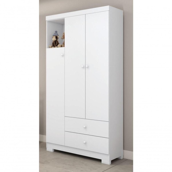 Encontraproduto.com.br - Conjunto Quarto Bebe Completo Flok Mdf roupeiro nicho de ativo cômoda berço mini cama lolly