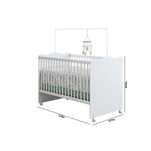 Encontraproduto.com.br - Conjunto Quarto Bebe Completo Flok Mdf roupeiro nicho de ativo cômoda berço mini cama lolly