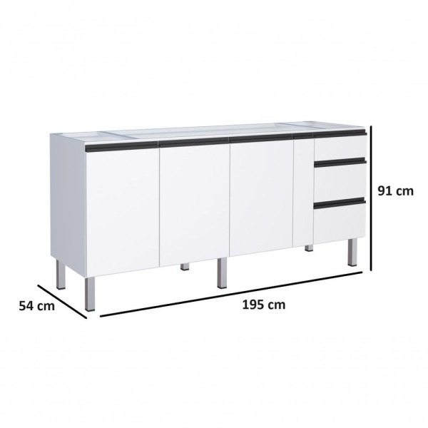 Encontraproduto.com.br - Gabinete Em Aço Gaia Flat C Portas Portas Condimento Tam.120,150,180,200 Mt Cozimax Tamanho 200