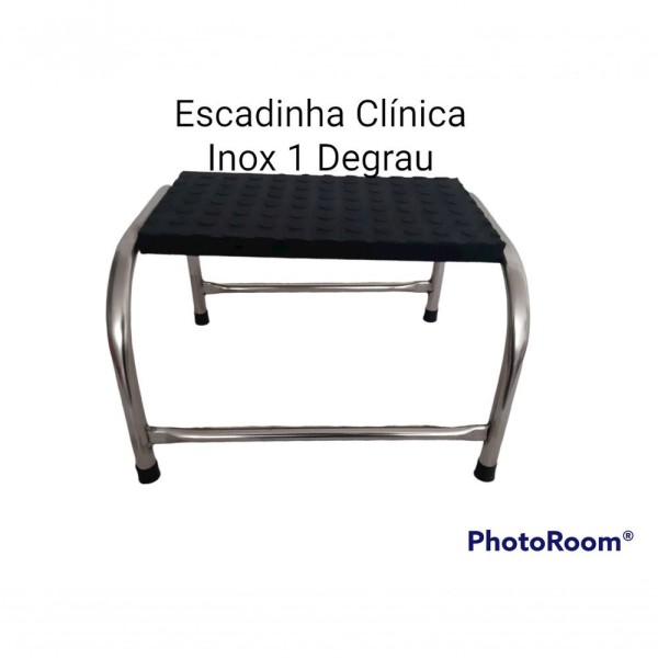 Encontraproduto.com.br - Escada Multiuso 1 Degrau Aço Inox Piso Em Mdf Com Antiderrapante Medcombo