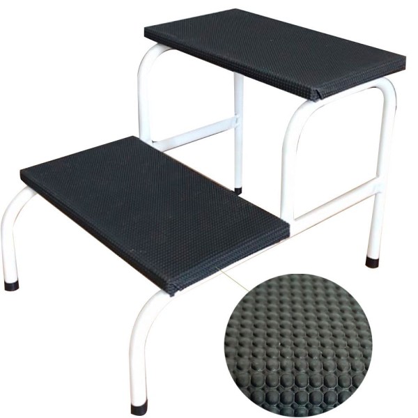 Encontraproduto.com.br - Escadinha 2 Degraus Esmaltada Piso Em Mdf Com Antiderrapante Branca