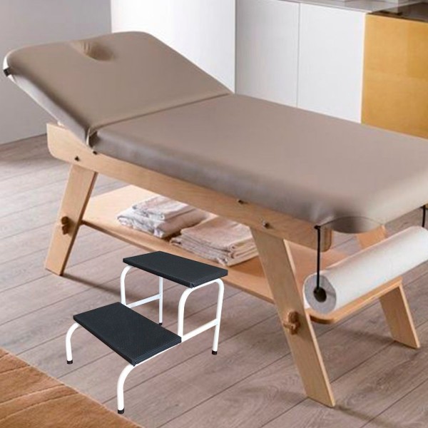 Encontraproduto.com.br - Escadinha 2 Degraus Esmaltada Piso Em Mdf Com Antiderrapante Branca
