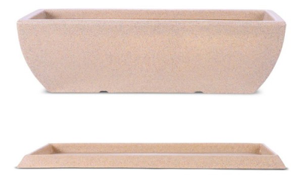 Kit Vaso E Prato Jardineira Tamara Bege 60cm Terrano
