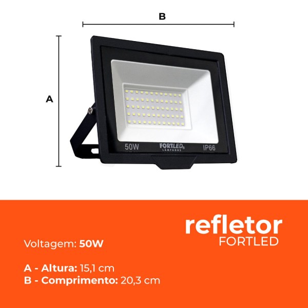 Encontraproduto.com.br - Kit 10 Refletores de Led  50W Fortled