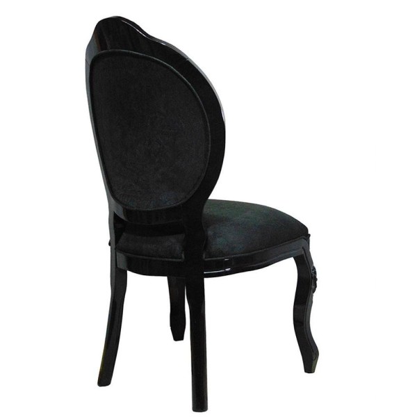 Encontraproduto.com.br - Kit 2 Cadeiras De Jantar Estilo Antiga Medalhão Entalhada Preto