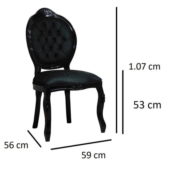 Encontraproduto.com.br - Kit 2 Cadeiras De Jantar Estilo Antiga Medalhão Entalhada Preto