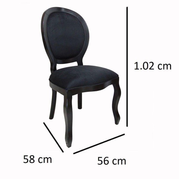 Encontraproduto.com.br - Kit 2 Cadeiras Para Sala De Jantar De Luxo Medalhão Preto